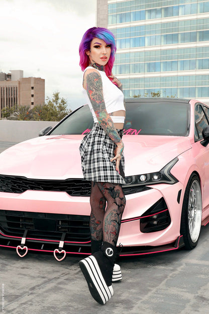 Asymmetric Bat Fishnet Tights
