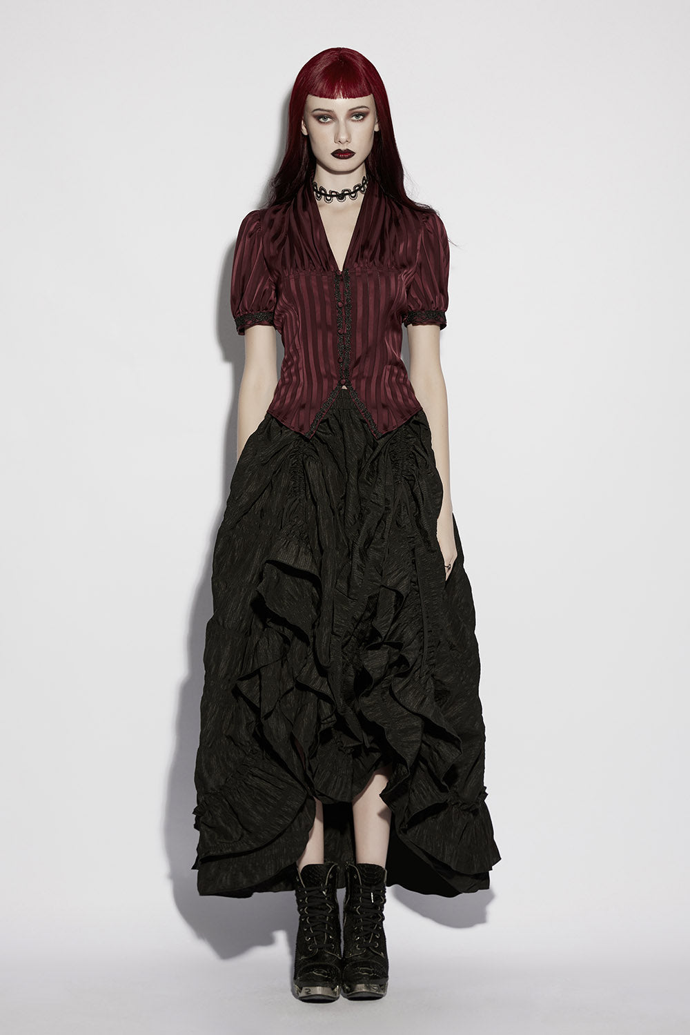 Crimsonlace Puff Sleeve Top [Red Merlot]