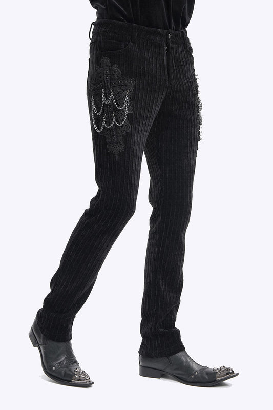 Cadaverous Black Velvet Vampire Pants