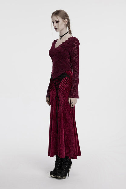 Cabernet Sauvignon Velvet Skirt [Wine Red]
