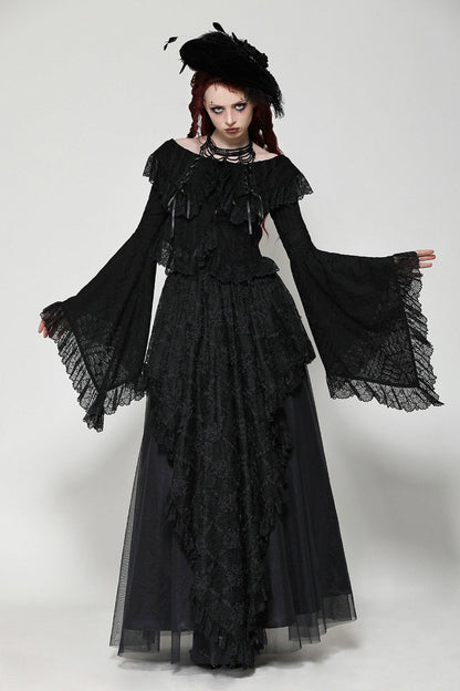 Black Seas Layered Goth Maxi Skirt