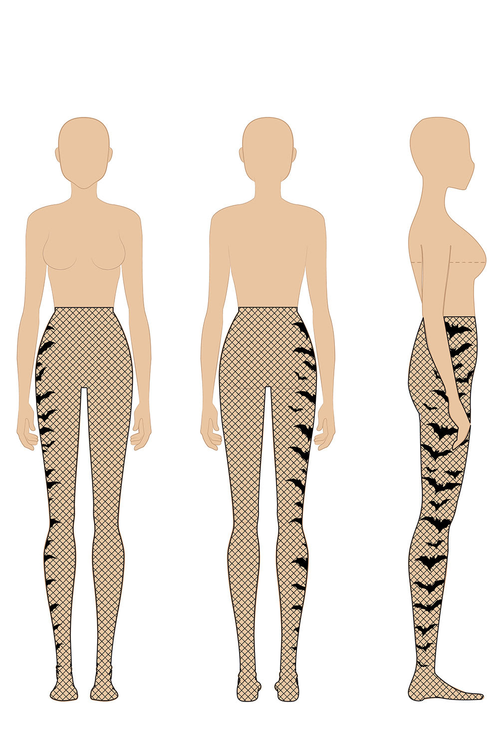 Asymmetric Bat Fishnet Tights