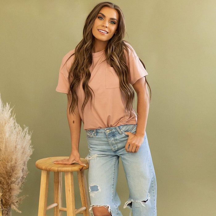 Harper Tee-Blush | Loose Fit T-Shirt