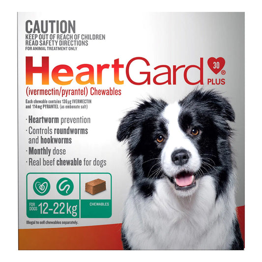 Heartgard - Plus Chewables For Medium Dogs 12 To 22 Kg (Green)