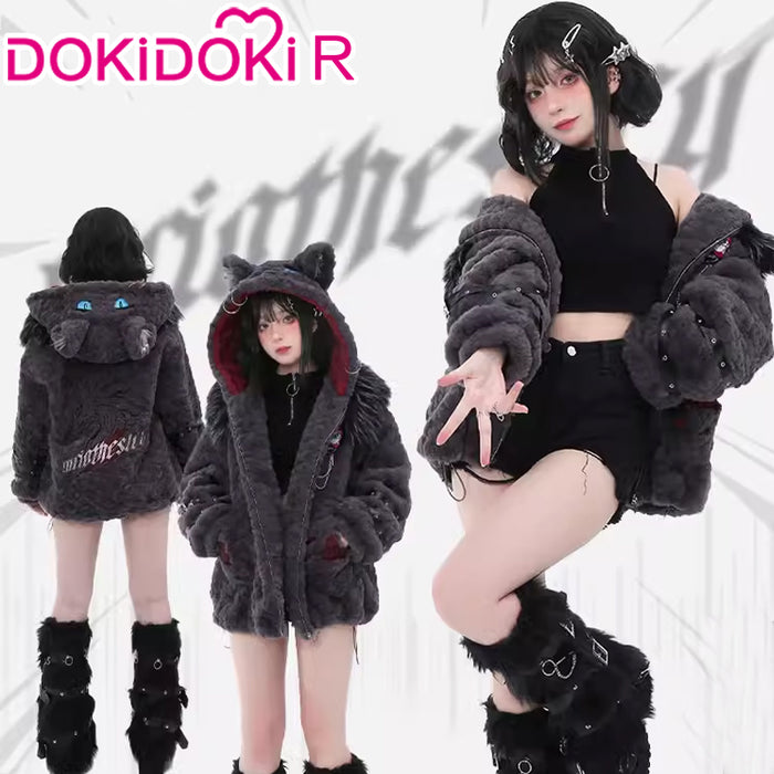 【IN STOCK】DokiDoki-R Game Genshin Impact Cosplay Fontaine Wriothesley Costume Furry Coat Doujin Casual Wear