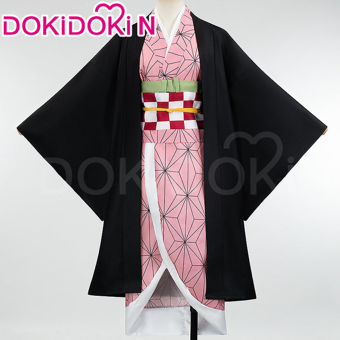 【In Stock】【Size S-2XL】DokiDoki-N Anime Cosplay Costume Women Pink Kimono Black Coat Halloween