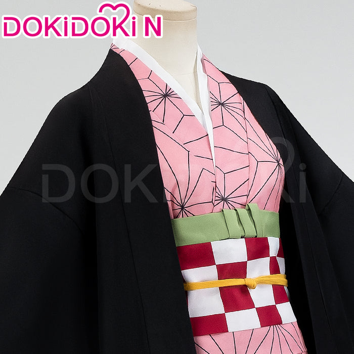【In Stock】【Size S-2XL】DokiDoki-N Anime Cosplay Costume Women Pink Kimono Black Coat Halloween