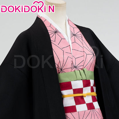 【In Stock】【Size S-2XL】DokiDoki-N Anime Cosplay Costume Women Pink Kimono Black Coat Halloween