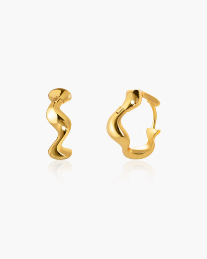 Silver Wave Hoop Earrings