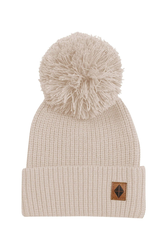 Chunky Knit Pom Beanie in Almond