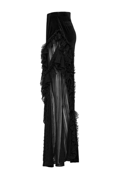 Calypso Ruffled Velvet Mermaid Maxi Skirt