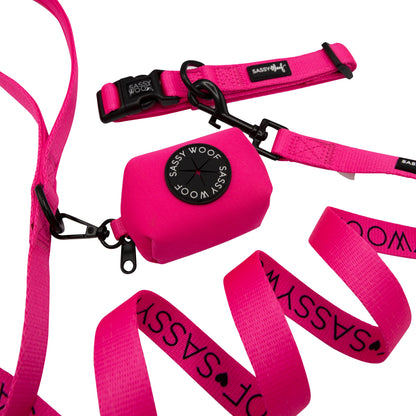 Dog Collar Three Piece Bundle - Neon Pink