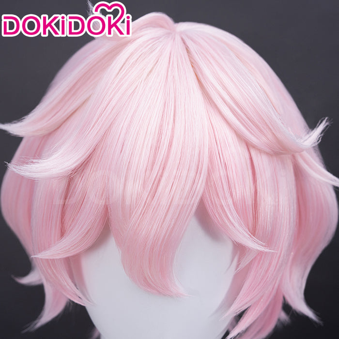 【Official Art Ver Ready For Ship】DokiDoki Game Genshin Impact Cosplay Dahlia Wig Pink Short Men Fontaine Mond