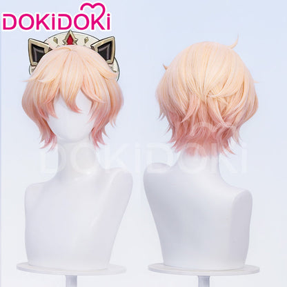 【Official Art Ver Ready For Ship】DokiDoki Game Genshin Impact Cosplay Dahlia Wig Pink Short Men Fontaine Mond