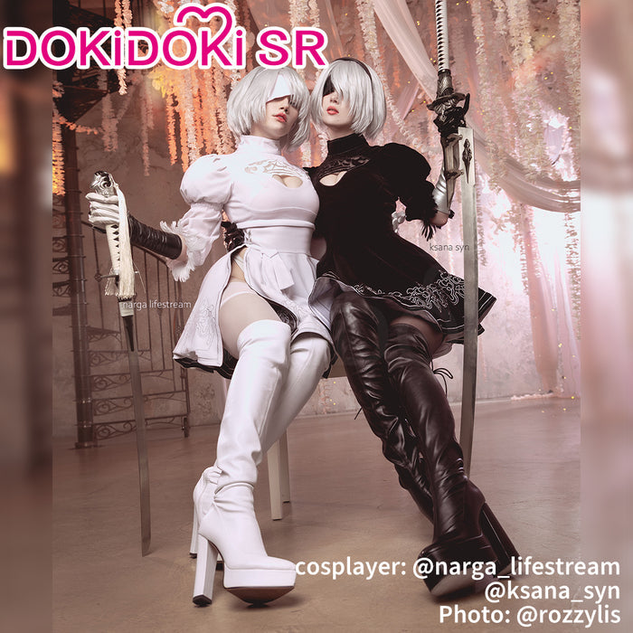 【Partial Ready For Ship】【2 STYLES】【Size S-3XL】DokiDoki-SR Game Cosplay White / Black Dress Costume