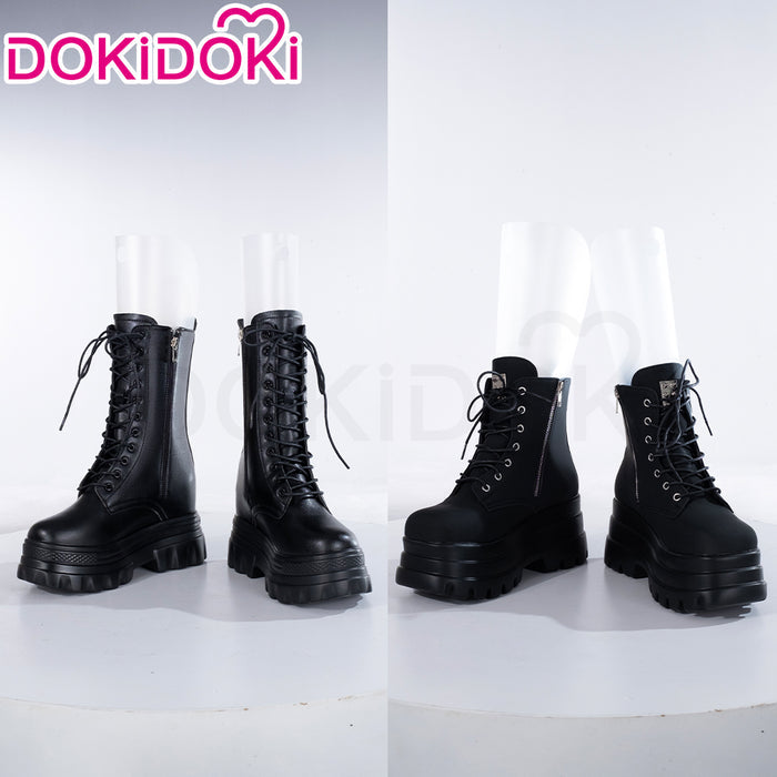 【Partially Ready For Ship】【12CM】DokiDoki Height Increasing Shoes / Elevator Shoes Martin Boots Black White 12CM Platform Shoes