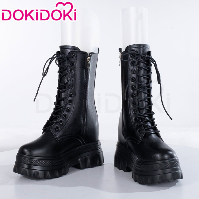 【Partially Ready For Ship】【12CM】DokiDoki Height Increasing Shoes / Elevator Shoes Martin Boots Black White 12CM Platform Shoes
