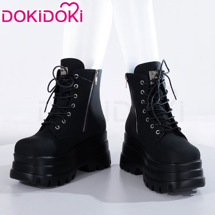 【Partially Ready For Ship】【12CM】DokiDoki Height Increasing Shoes / Elevator Shoes Martin Boots Black White 12CM Platform Shoes