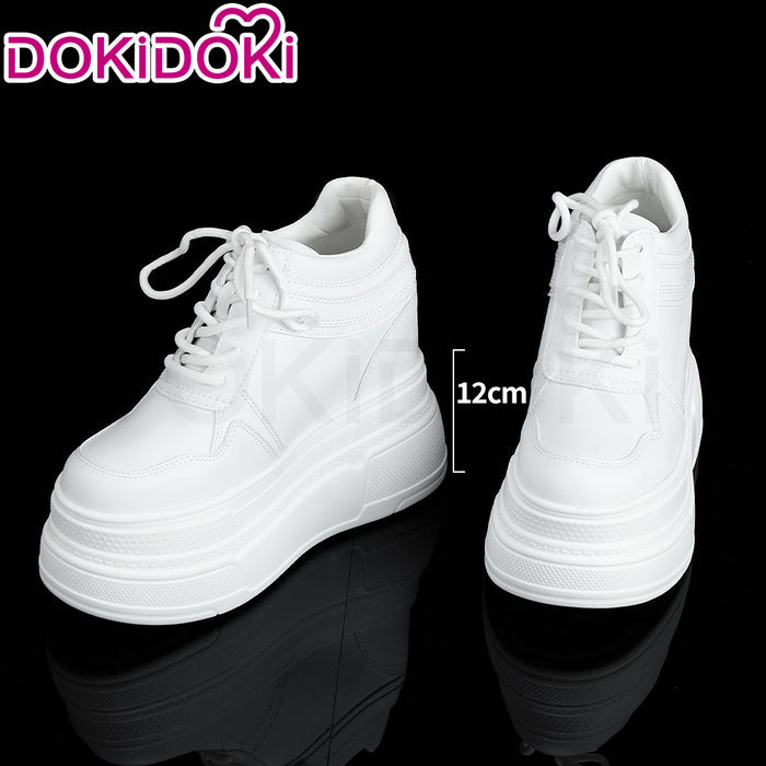 【Partially Ready For Ship】【12CM】DokiDoki Height Increasing Shoes / Elevator Shoes Martin Boots Black White 12CM Platform Shoes