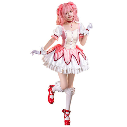 【Partially Ready For Ship】【Size S-2XL】DokiDoki-R Anime Cosplay Costume Battle Suit Pink White Halloween