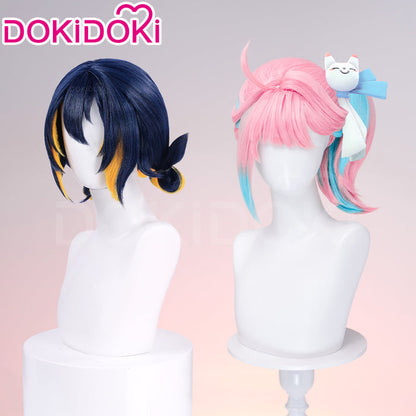【Pink Ver Ready For Ship】DokiDoki Game Cosplay Girl Group ANTIFRAGILE Wig Short Blue Pink Yellow Hair Rainy Day