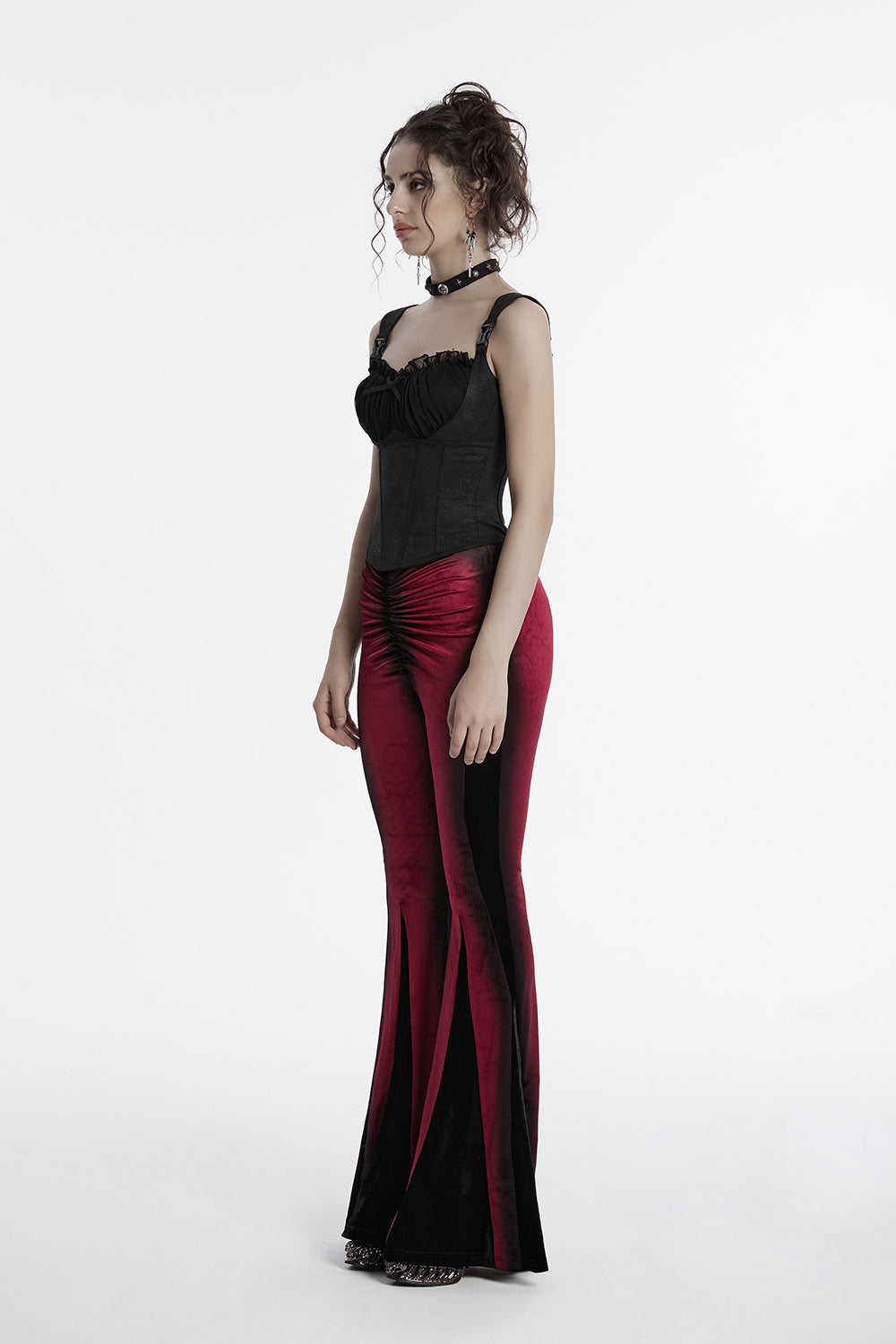 Bloodletting Velvet Flared Pants [Red]