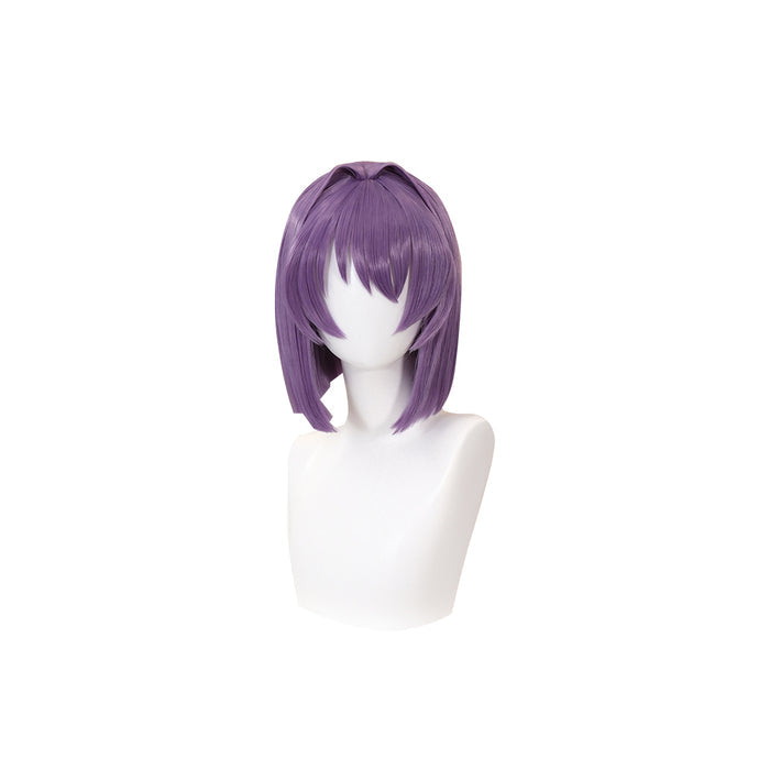 【Ready For Ship】DokiDoki Anime Clannad Cosplay Fujibayashi Ryou Wig Short Straight Purple Hair