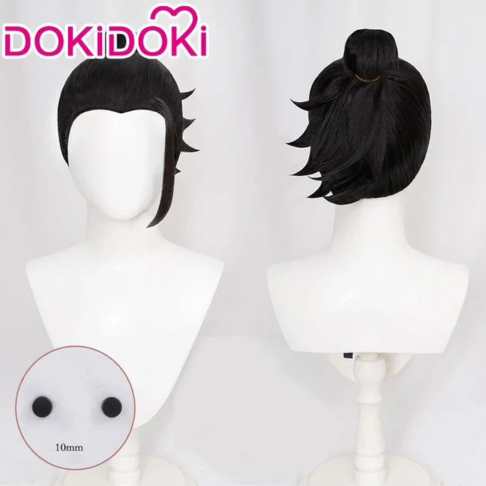 【Ready For Ship】DokiDoki Anime Cosplay Wig Black Bun Hair Men / Earrings
