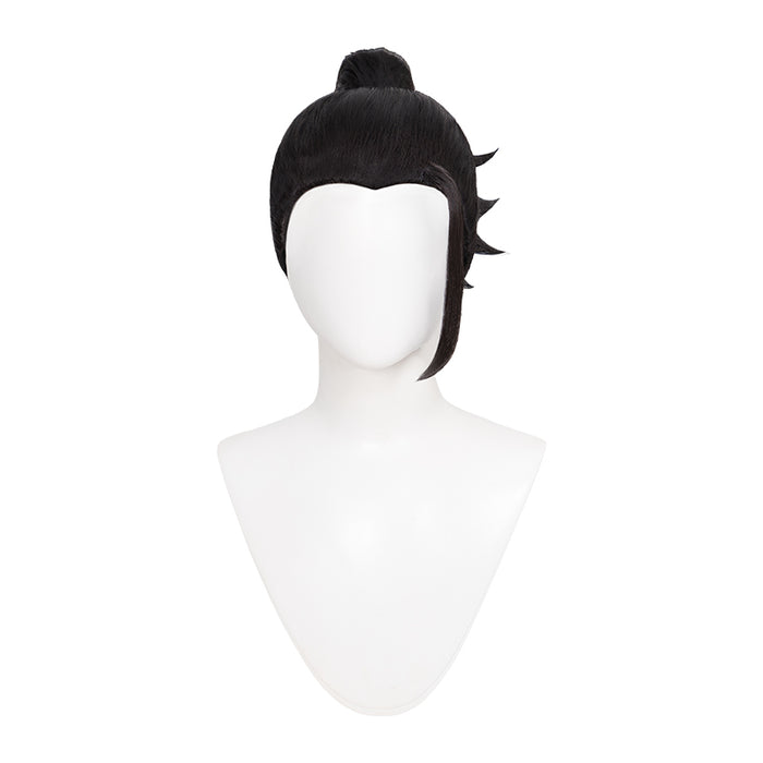 【Ready For Ship】DokiDoki Anime Cosplay Wig Black Bun Hair Men / Earrings