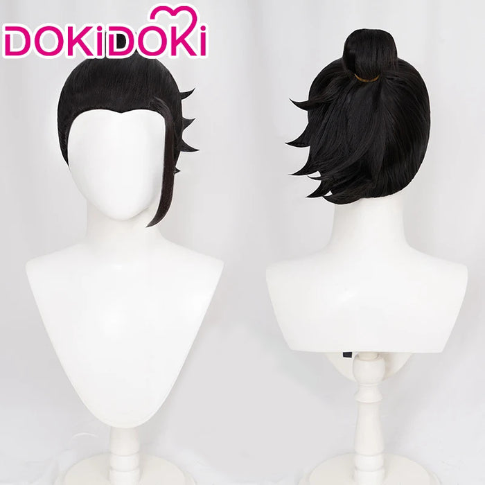 【Ready For Ship】DokiDoki Anime Cosplay Wig Black Bun Hair Men / Earrings
