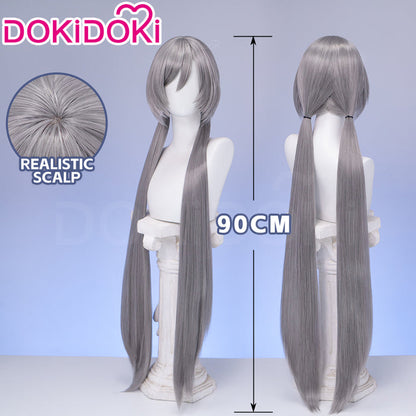 【Ready For Ship】DokiDoki Anime Cosplay Wig Grey Long Straight Twin Tail / Ear / Tail Rabbit Cute