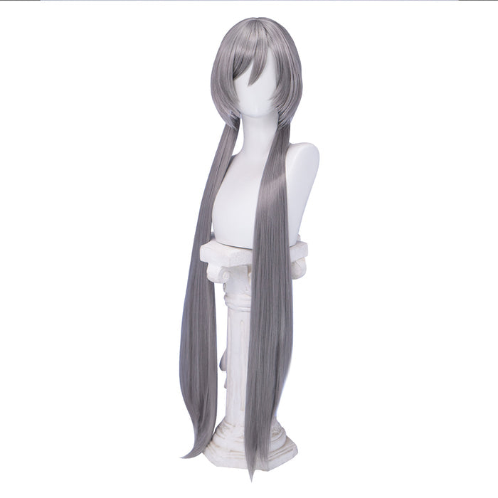 【Ready For Ship】DokiDoki Anime Cosplay Wig Grey Long Straight Twin Tail / Ear / Tail Rabbit Cute