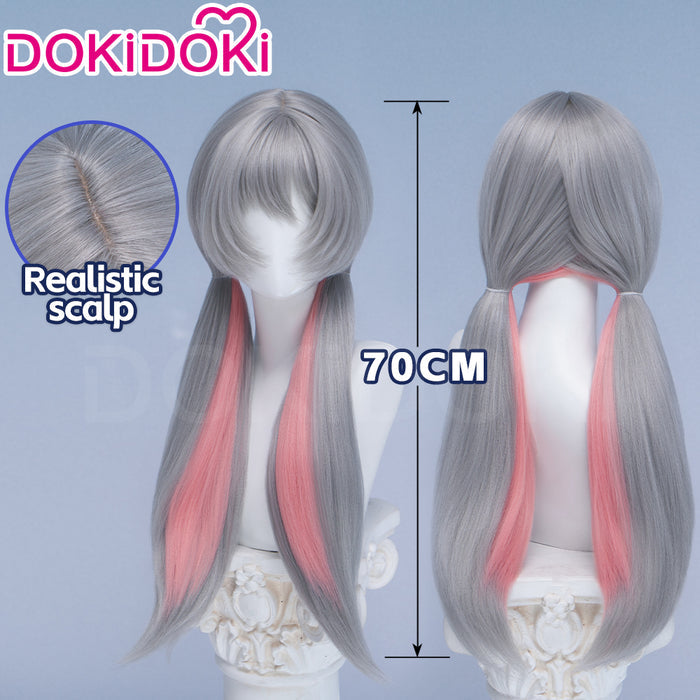 【Ready For Ship】DokiDoki Anime Cosplay Wig Grey Long Straight Twin Tail / Ear / Tail Rabbit Cute