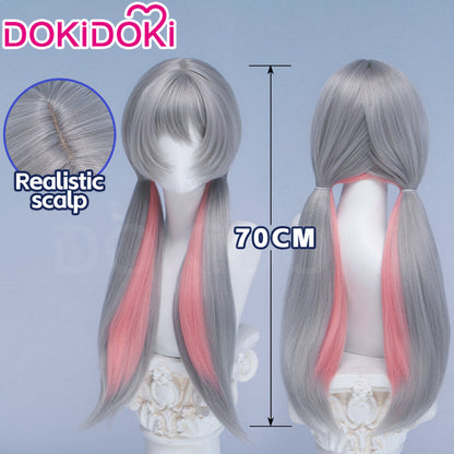 【Ready For Ship】DokiDoki Anime Cosplay Wig Grey Long Straight Twin Tail / Ear / Tail Rabbit Cute