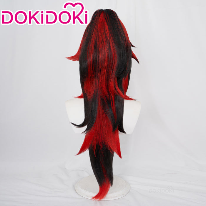 【Ready For Ship】DokiDoki Anime Cosplay  Wig Long Pony Tail Black Red Hair