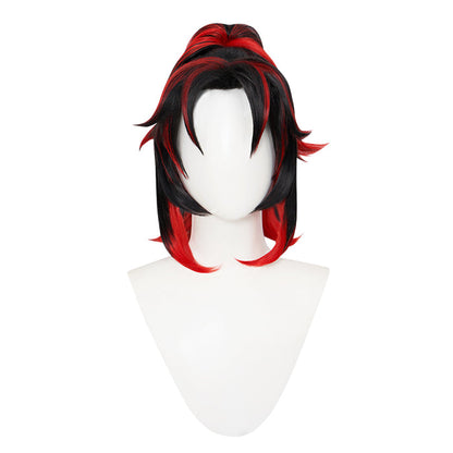 【Ready For Ship】DokiDoki Anime Cosplay  Wig Long Pony Tail Black Red Hair