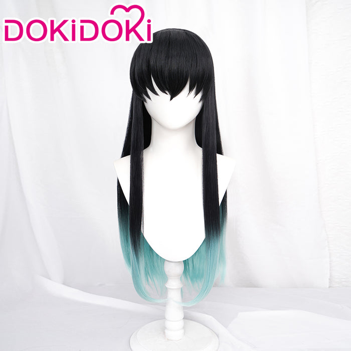 【Ready For Ship】DokiDoki Anime Cosplay Wig Long Straight Black Green Pony Tail