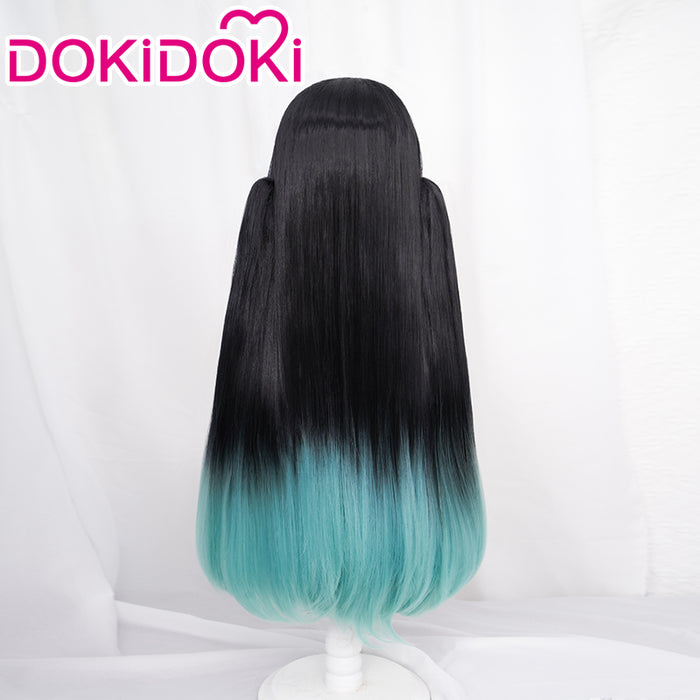 【Ready For Ship】DokiDoki Anime Cosplay Wig Long Straight Black Green Pony Tail