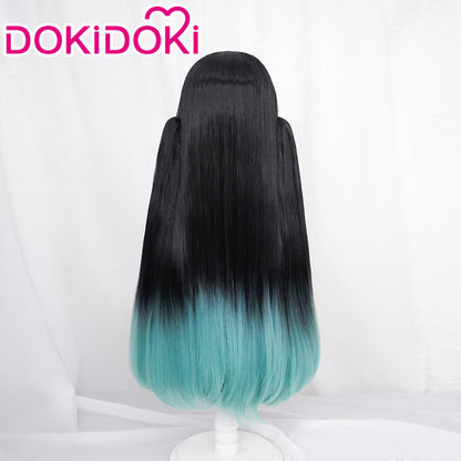 【Ready For Ship】DokiDoki Anime Cosplay Wig Long Straight Black Green Pony Tail