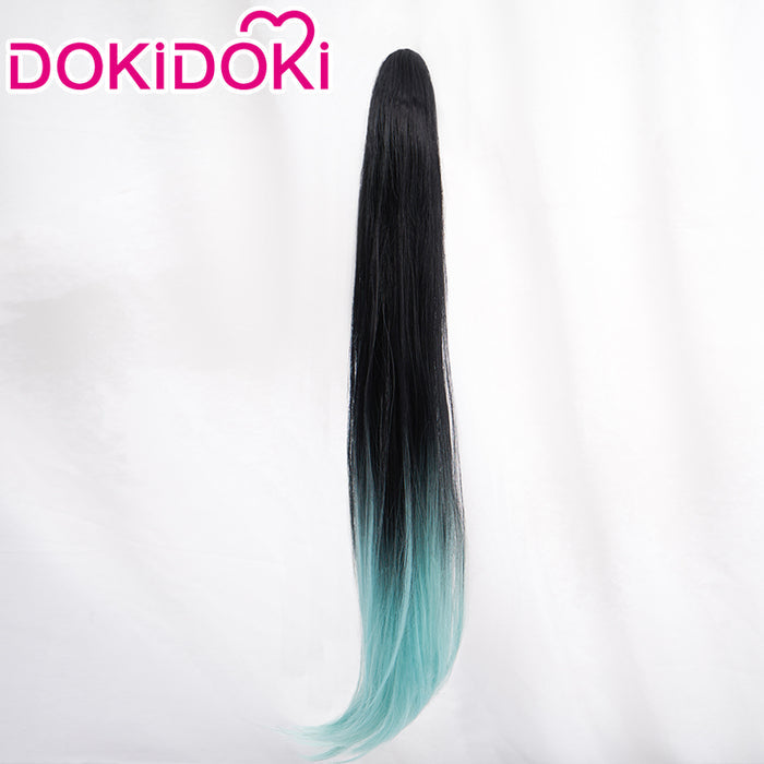 【Ready For Ship】DokiDoki Anime Cosplay Wig Long Straight Black Green Pony Tail