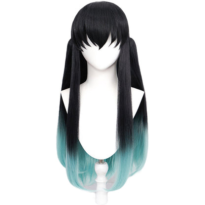 【Ready For Ship】DokiDoki Anime Cosplay Wig Long Straight Black Green Pony Tail