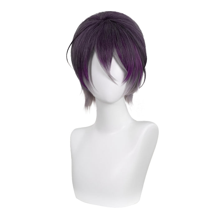 【Ready For Ship】DokiDoki Anime Diabolik Lovers Cosplay Sakamaki Reiji Wig Short Straight Purple Grey Hair