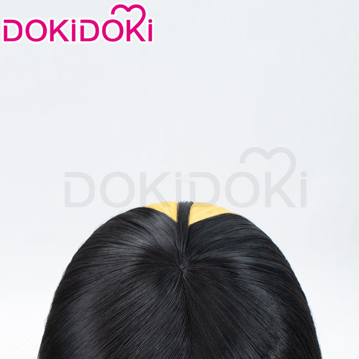 【Ready For Ship】DokiDoki Anime Hell Hotel Cosplay Wig Long Straight Black Yellow Hair