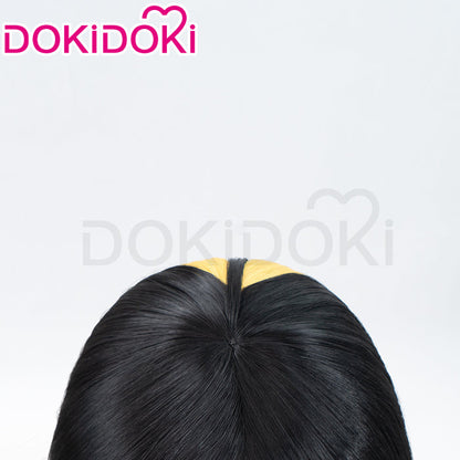 【Ready For Ship】DokiDoki Anime Hell Hotel Cosplay Wig Long Straight Black Yellow Hair
