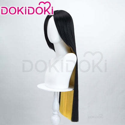 【Ready For Ship】DokiDoki Anime Hell Hotel Cosplay Wig Long Straight Black Yellow Hair