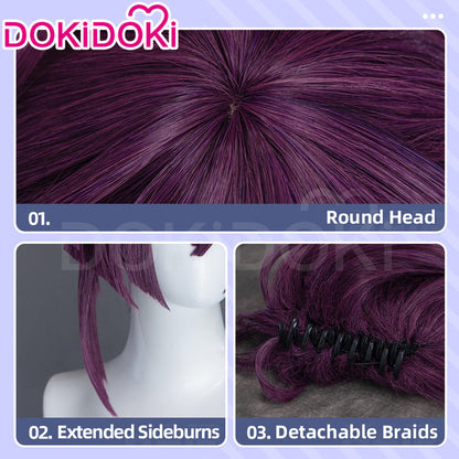 【Ready For Ship】DokiDoki Anime Hell's Paradise: Jigokuraku Cosplay Yuzuriha Wig Short Purple Hair Updo