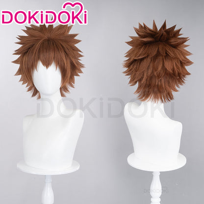 【Ready For Ship】DokiDoki Anime Katekyō Hitman Reborn! Cosplay Wig Sawada Tsunayoshi Short Straight Brown Hair