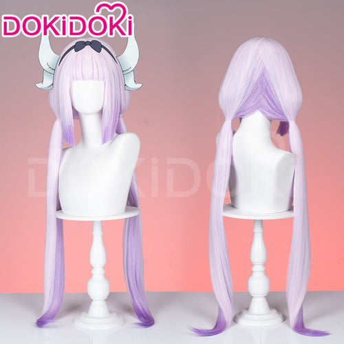 【Ready For Ship】DokiDoki Anime Miss Kobayashi’s Dragon Maid Cosplay Kanna Kamui Wig Long Straight Purple Hair