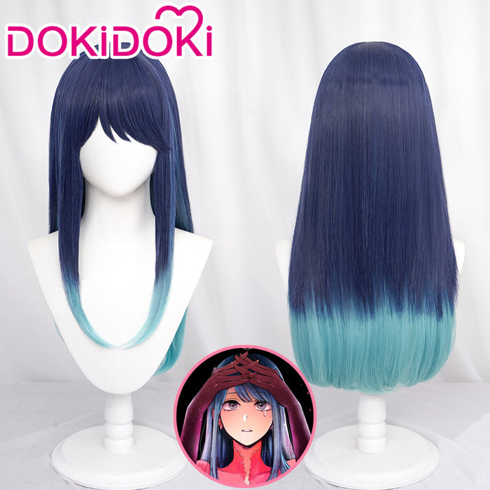 【Ready For Ship】DokiDoki Anime Oshi no Ko Cosplay Kurokawa Akane Wig Long Straight Dark Blue Cyan Gradient