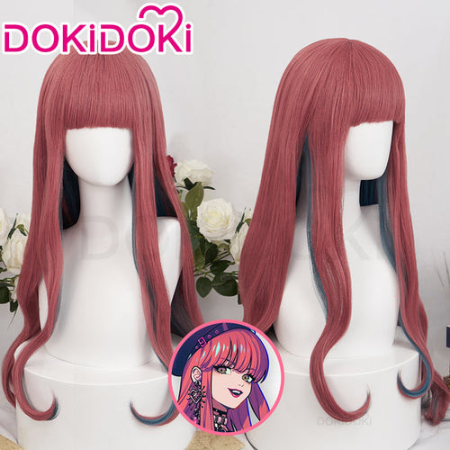 【Ready For Ship】DokiDoki Anime Paradox Live THE ANIMATION Cosplay Anne Faulkner Wig Long Curly Red Blue  Hair